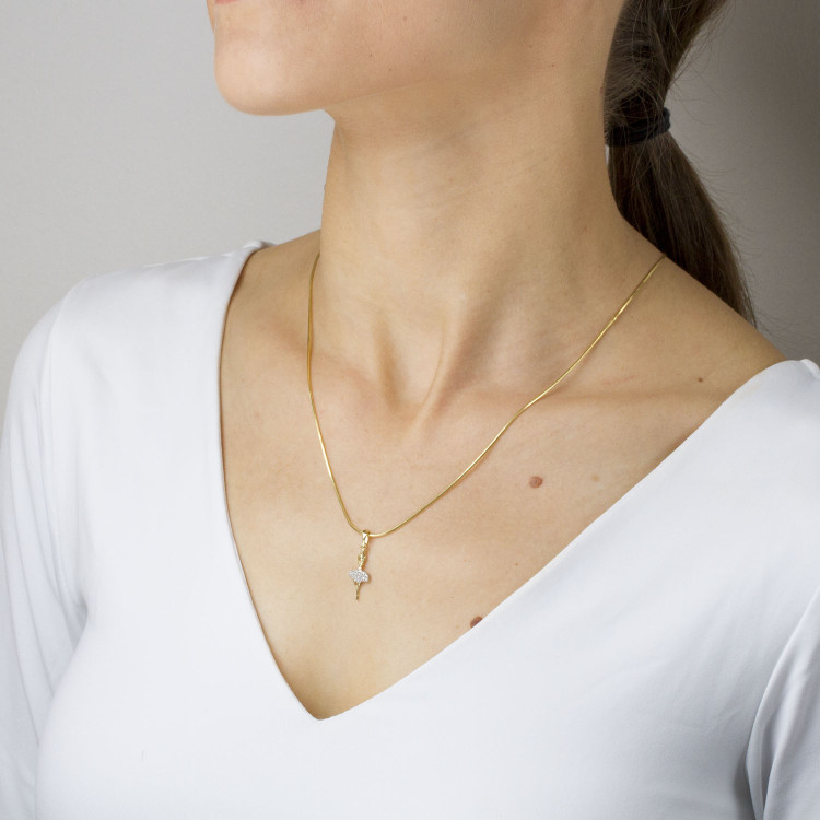 Zawieszka ze złota baletnica z cyrkoniami