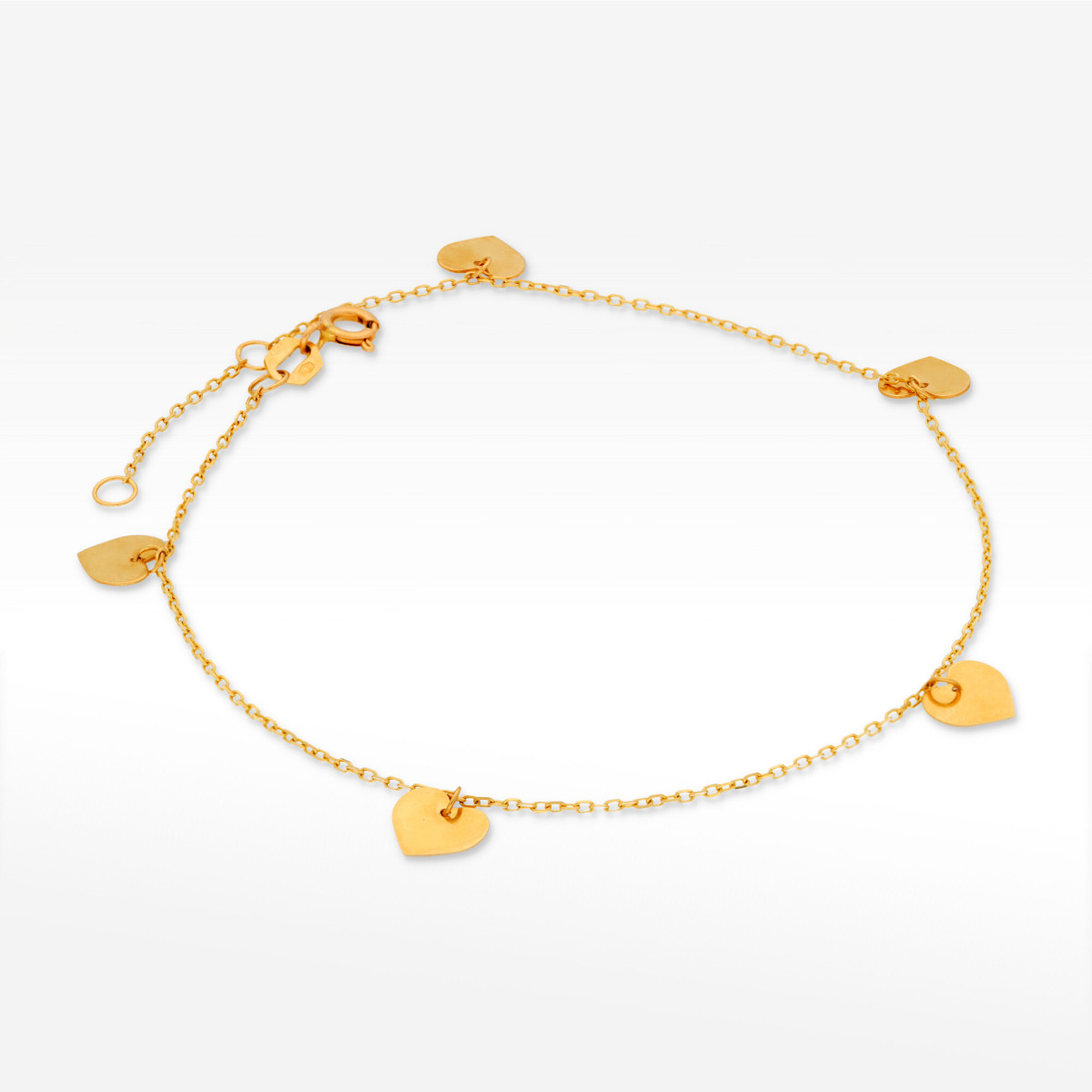 Bransoletka ze złota z serduszkami na nogę
