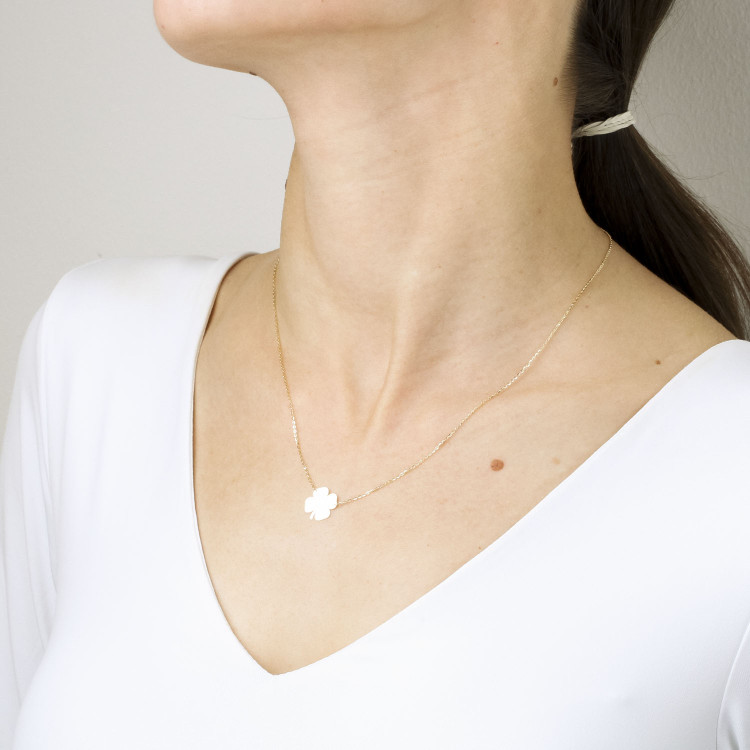 Naszyjnik ze złota z koniczynką 45cm