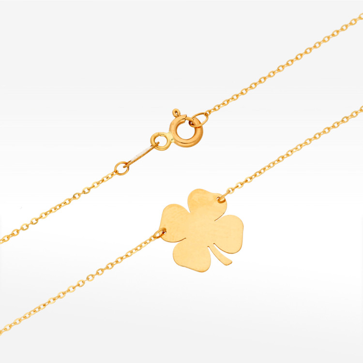 Naszyjnik ze złota z koniczynką 45cm