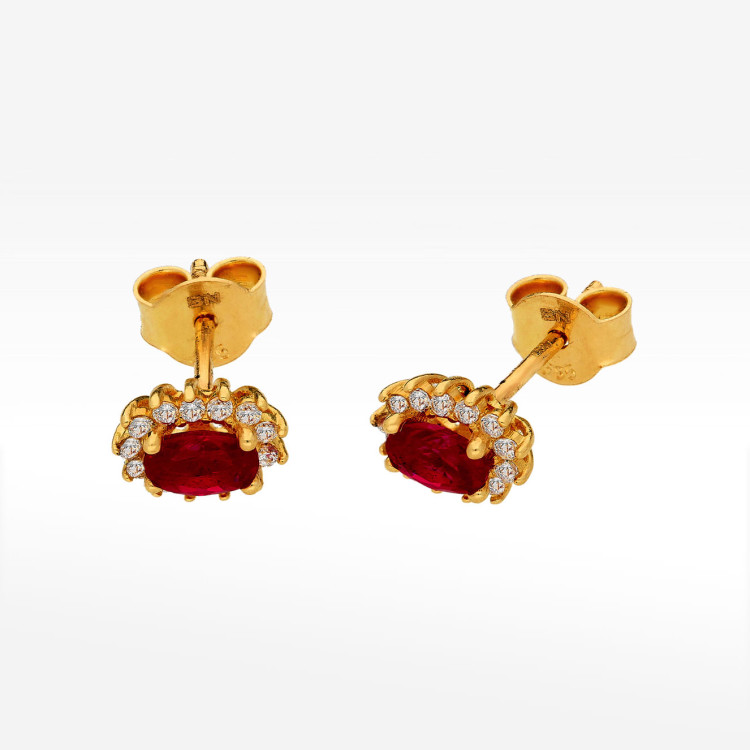 Kolczyki ze złota z różową cyrkonią