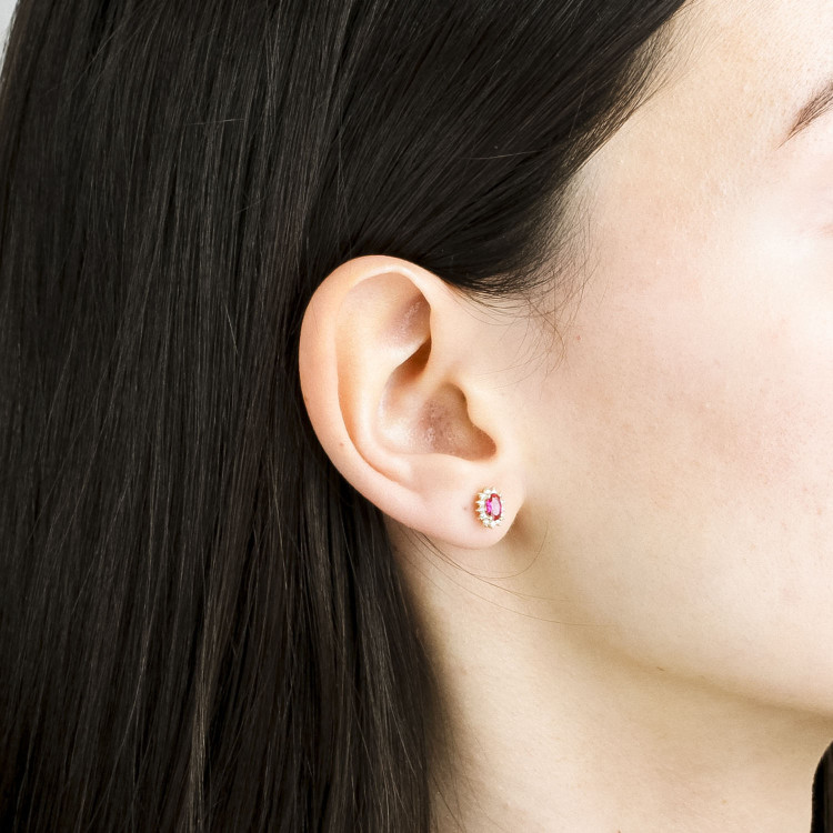 Kolczyki ze złota z różową cyrkonią