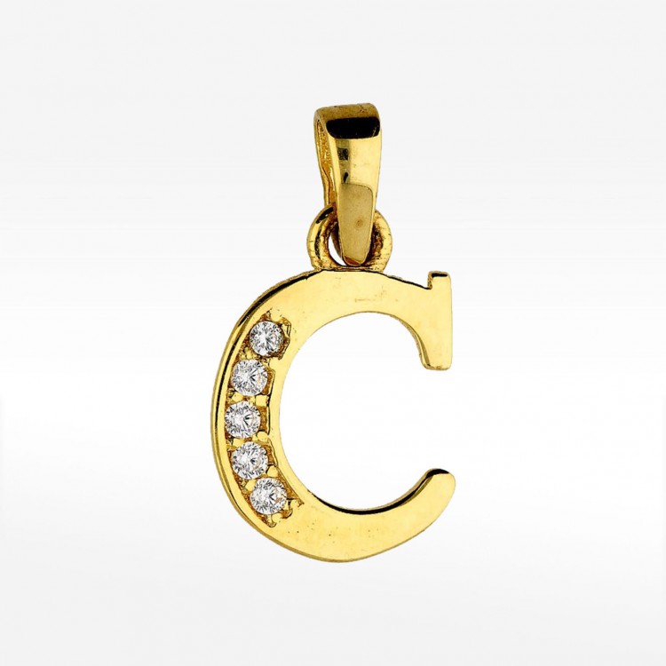 Złota literka C z cyrkoniami
