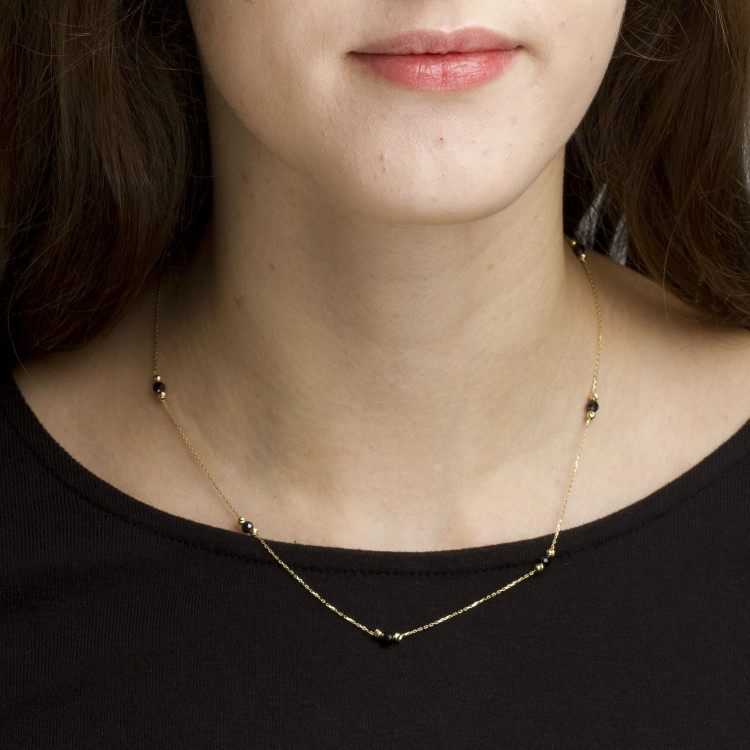 Naszyjnik ze złota z hematytami 42-45cm