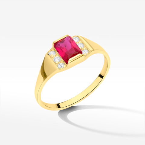 Pierścionek ze zlota z różową cyrkonią