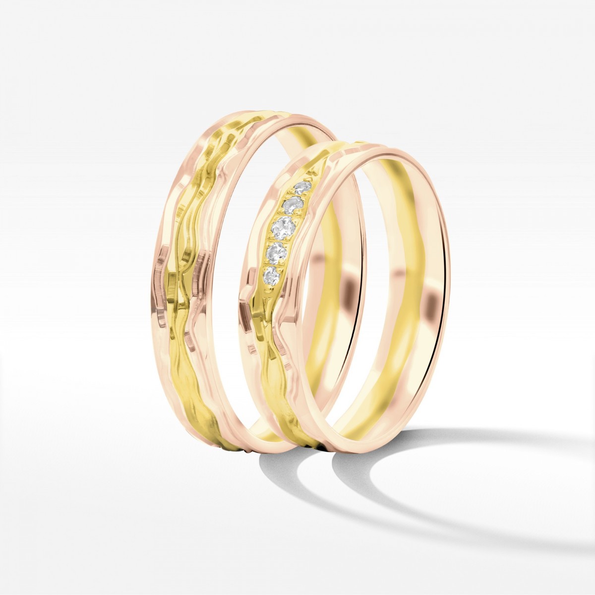 Obrączki ślubne z różowo żółtego złota 5mm półokrągłe