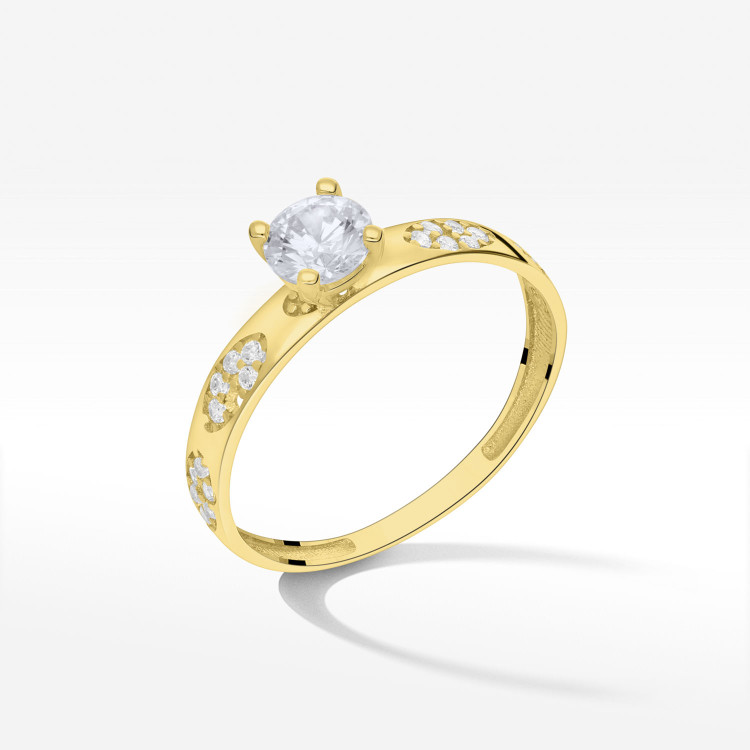 Pierścionek ze złota z cyrkoniami