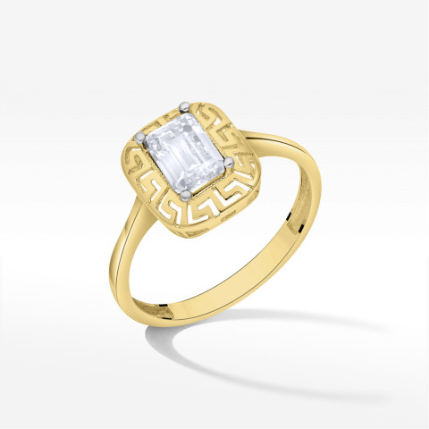 Pierścionek ze złota z cyrkonią wzór grecki