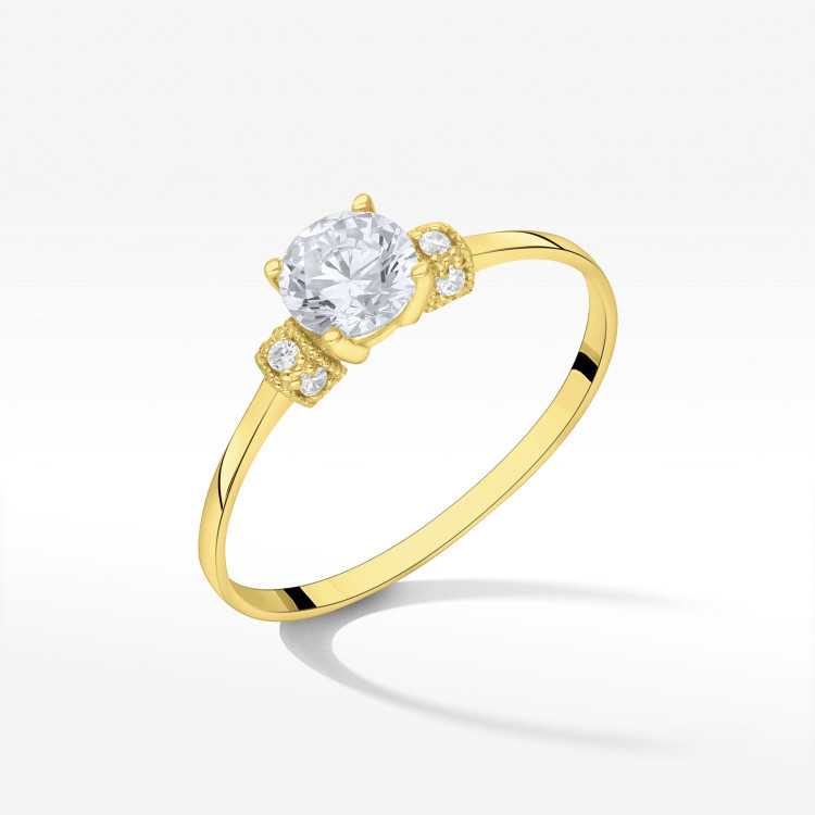 Pierścionek ze złota z cyrkoniami