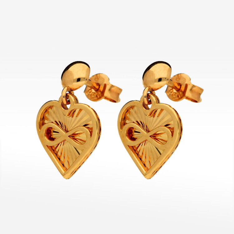 Kolczyki ze złota z sercem i nieskończonością