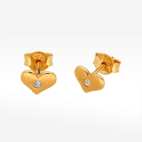 Kolczyki ze złota serce z cyrkonią