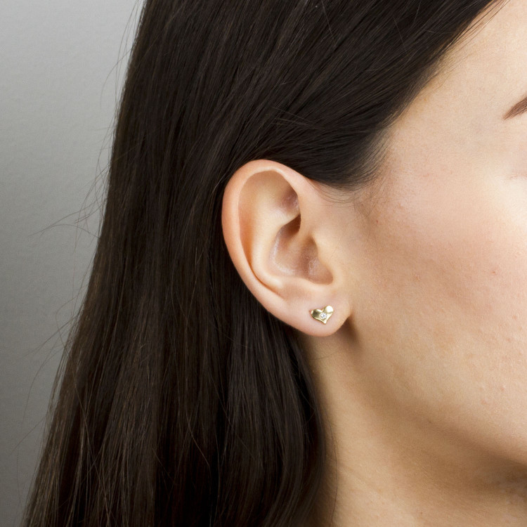 Kolczyki ze złota serce z cyrkonią