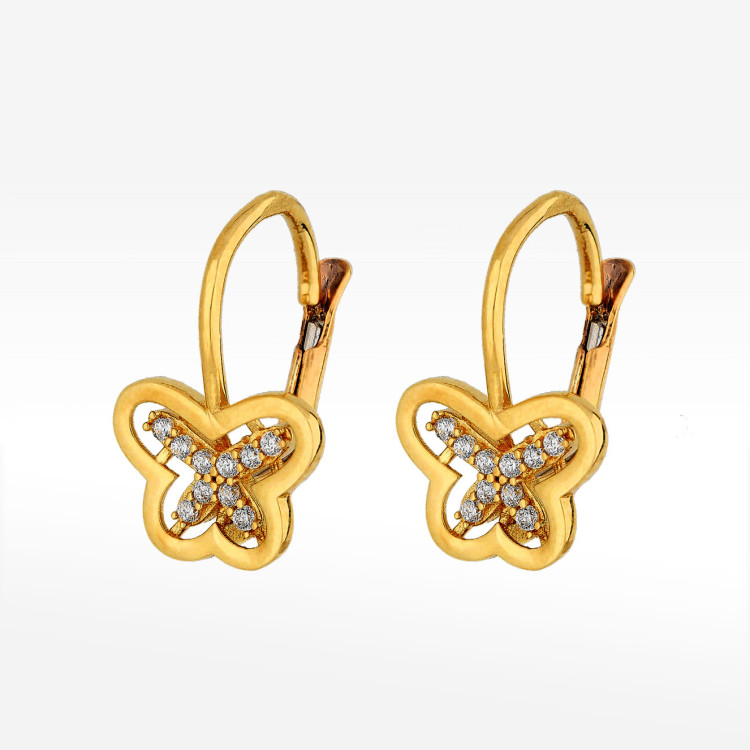 Kolczyki ze złota motyle z cyrkoniami