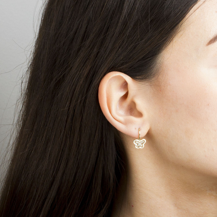 Kolczyki ze złota motyle z cyrkoniami