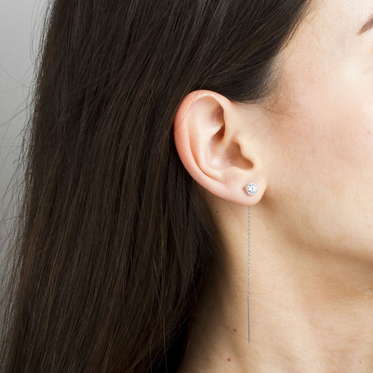 Kolczyki ze złotaprzeciągane z cyrkonią