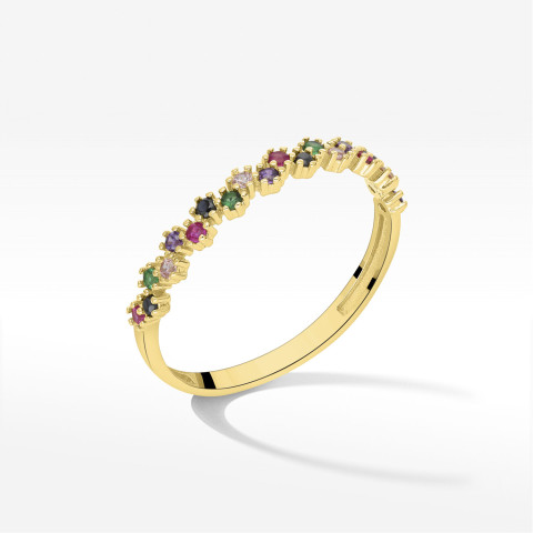 Pierścionek z kolorowymi cyrkoniami