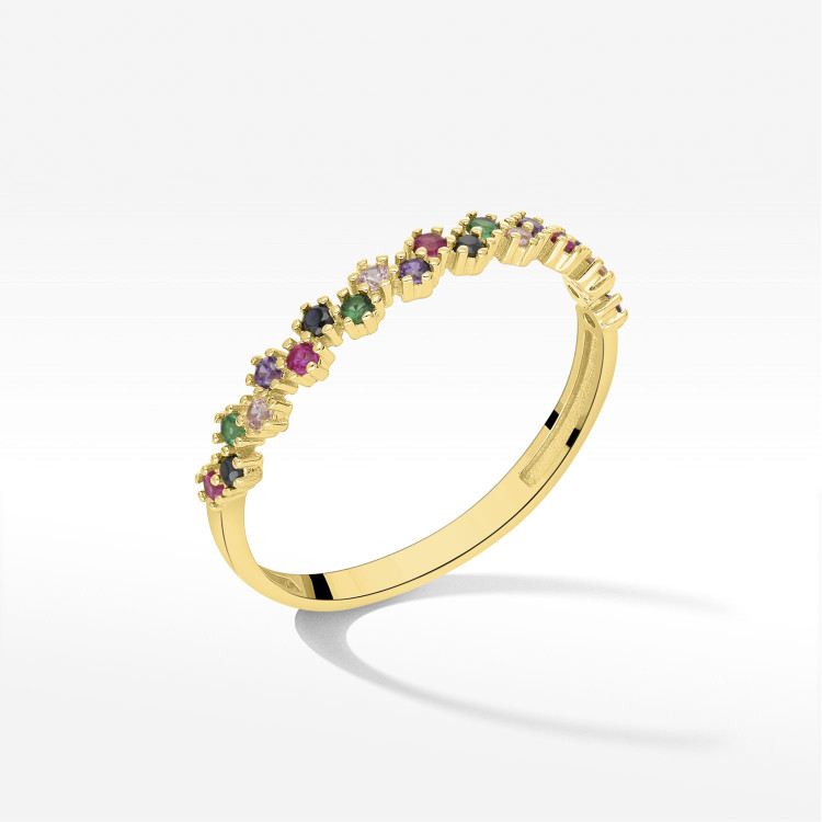 Pierścionek z kolorowymi cyrkoniami