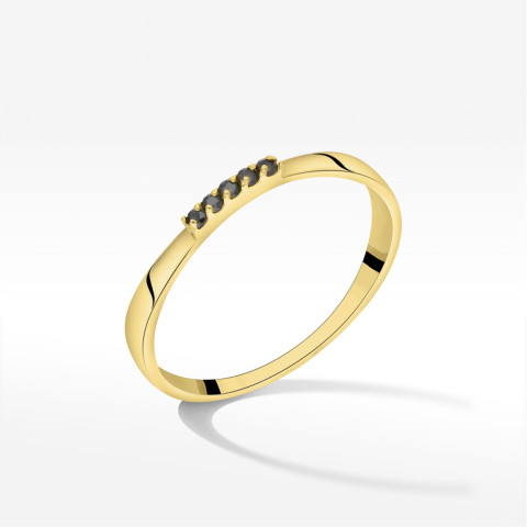 Pierścionek ze złota z czarnymi cyrkoniami