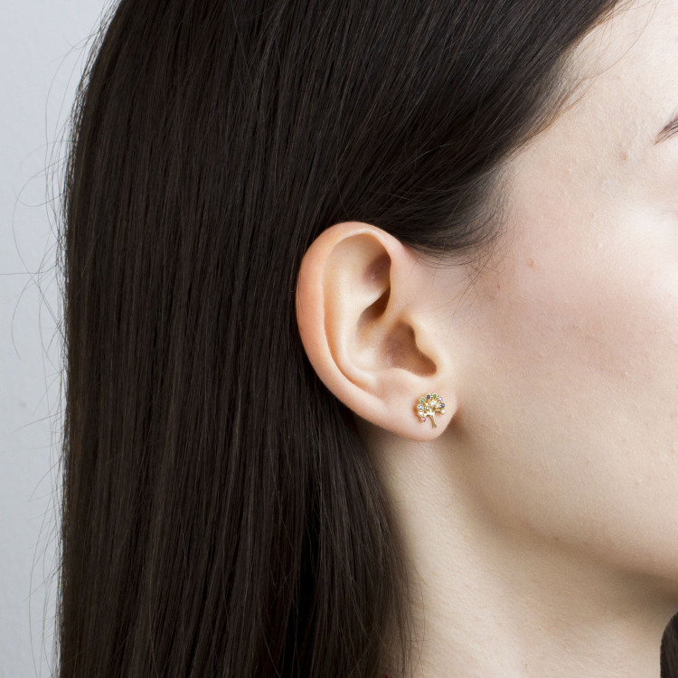 Kolczyki ze złota drzewko szczęścia z cyrkoniami