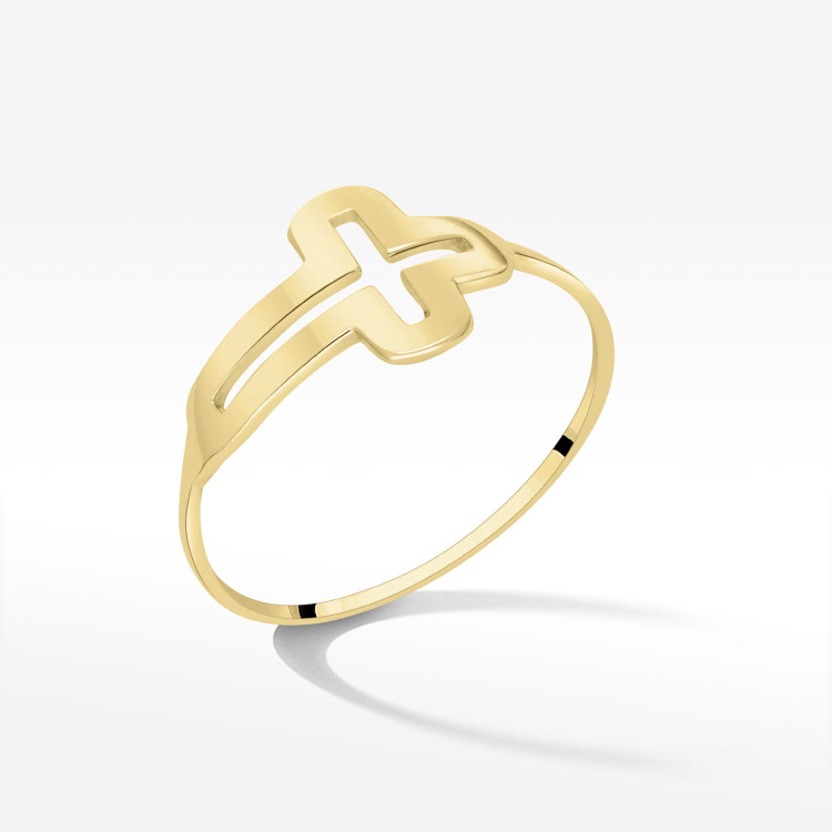 Pierścionek ze złota krzyżyk
