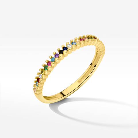 Pierścionek ze złota z kolorowymi cyrkoniami