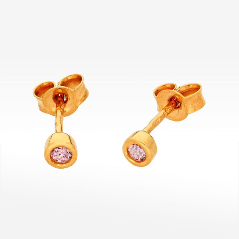 Kolczyki ze złota z różową cyrkonią