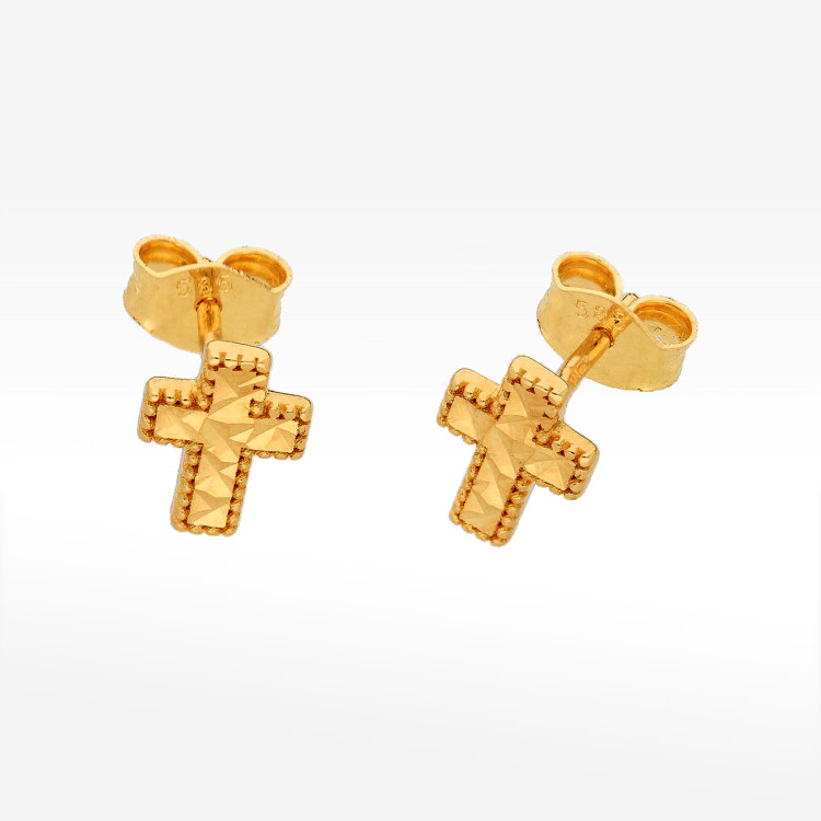 Kolczyki ze złota krzyżyk