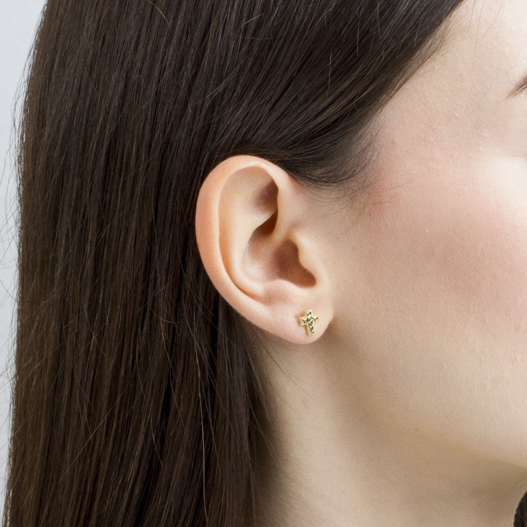 Kolczyki ze złota krzyżyk