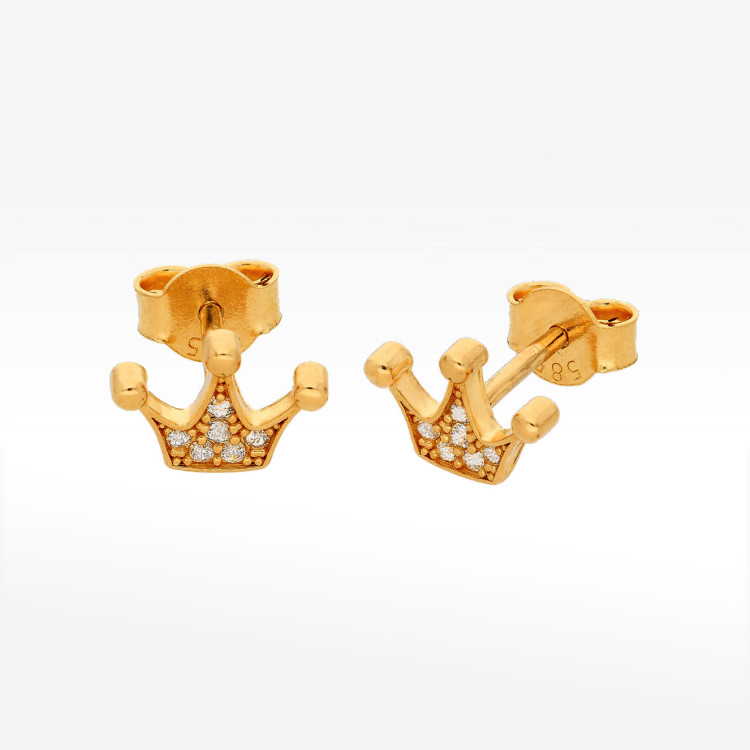 Kolczyki ze złota korona z cyrkoniami