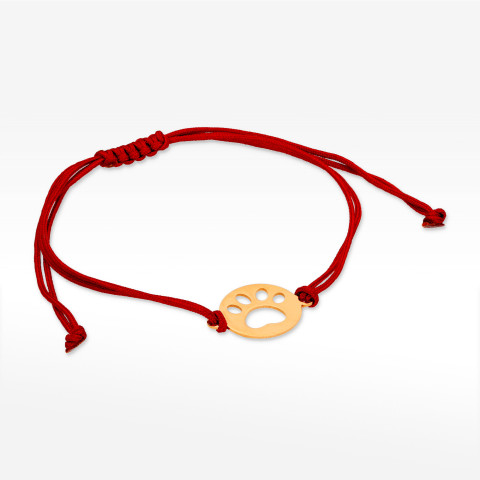 Bransoletka ze złota na sznurku psia łapa