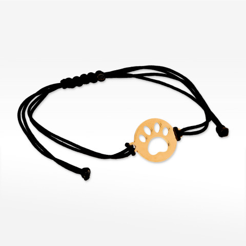 Bransoletka ze złota na sznurku psia łapa