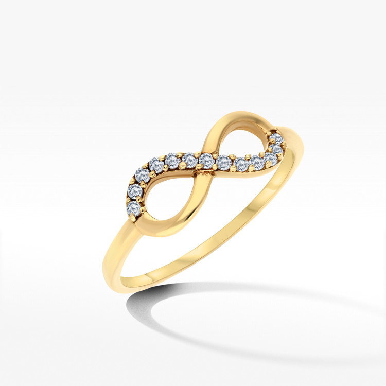 Pierścionek ze złota nieskończoność z cyrkoniami