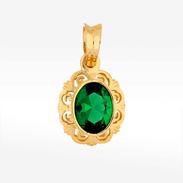 Zawieszka ze złota z zieloną cyrkonią