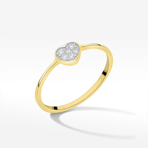 Pierścionek ze złota serce z cyrkoniami