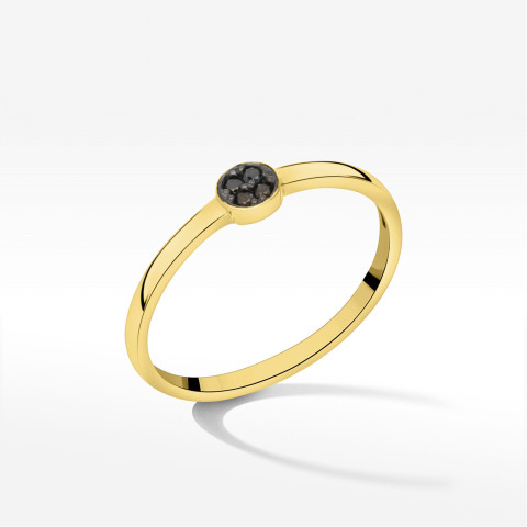 Pierścionek ze złota z czarnymi cyrkoniami