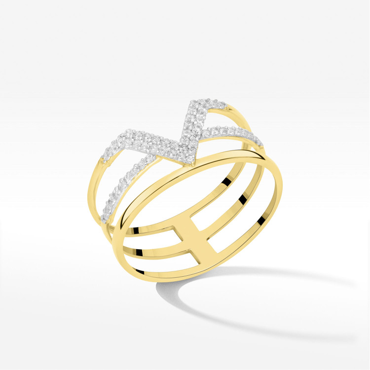 Pierścionek ze złota z cyrkoniami