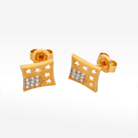 Kolczyki ze złota z gwiazdkami i cyrkoniami