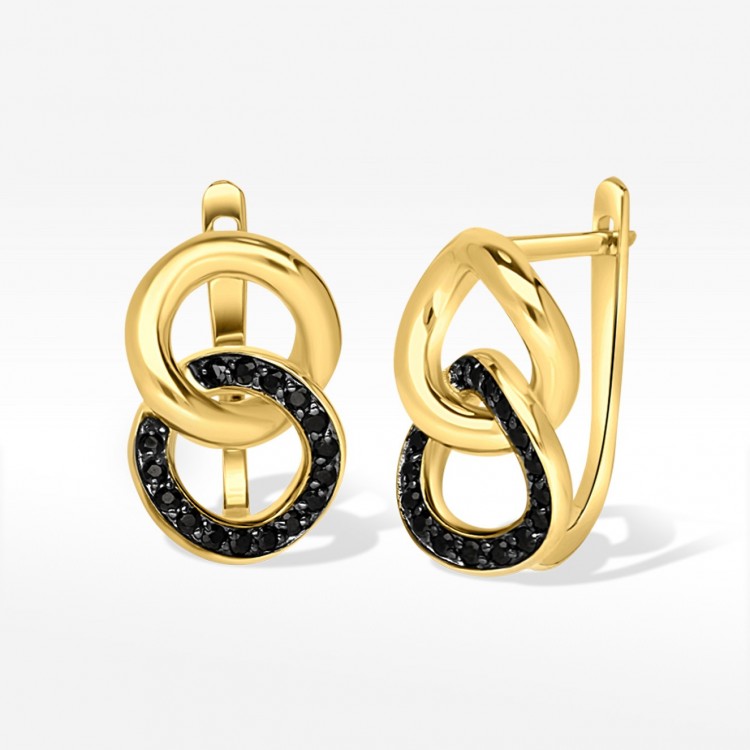 Kolczyki ze złota z czarnymi cyrkoniami