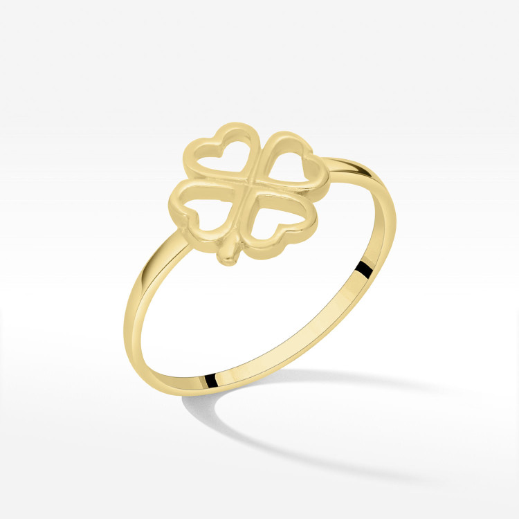 Pierścionek ze złota z koniczynką