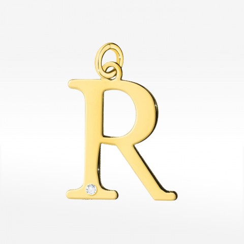 Zawieszka ze złota litera R duża