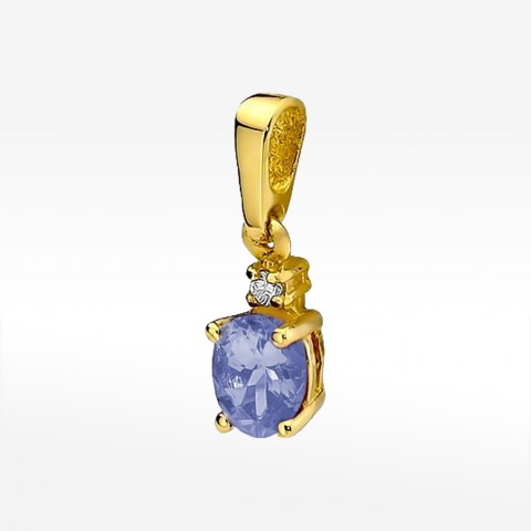 Zawieszka ze złota z tanzanitem i diamentem