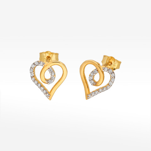 Kolczyki ze złota serca z cyrkoniami