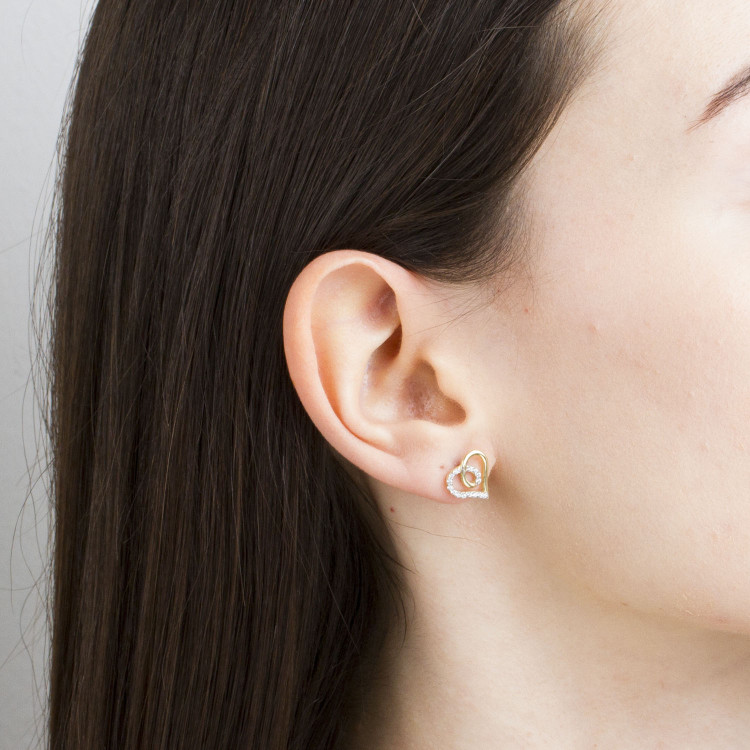 Kolczyki ze złota serca z cyrkoniami