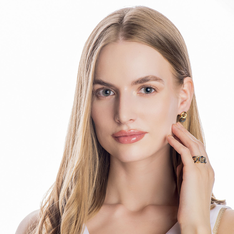 Kolczyki ze złota z czarnymi cyrkoniami