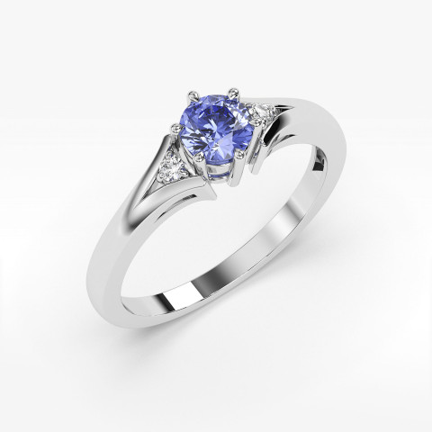 Pierścionek ze złota z tanzanitem i diamentami