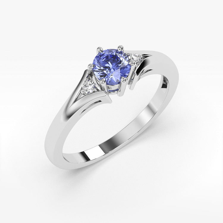 Pierścionek ze złota z tanzanitem i diamentami
