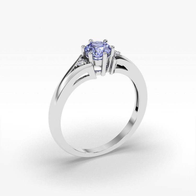 Pierścionek ze złota z tanzanitem i diamentami