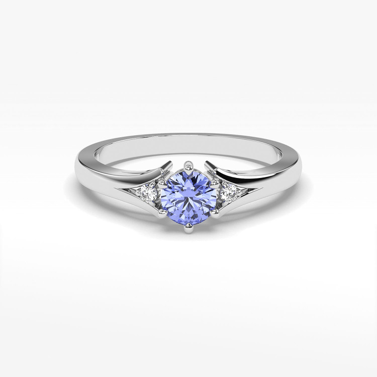 Pierścionek ze złota z tanzanitem i diamentami