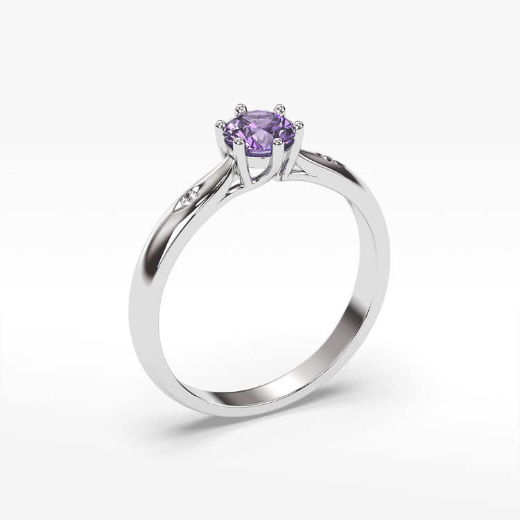 Złoty pierścionek z ametystem