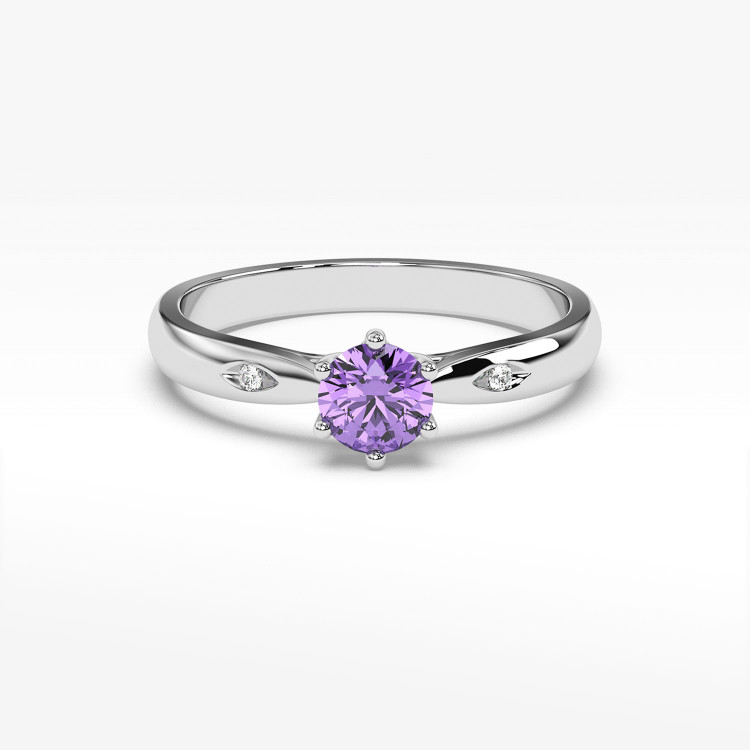 Złoty pierścionek z ametystem